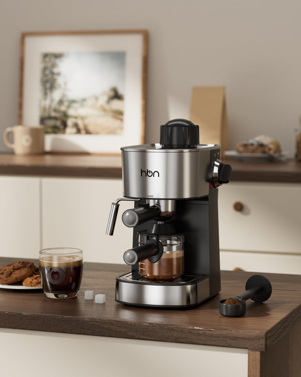 3.5Bar Stainless Steel Espresso Machine with Milk Frother H414541
