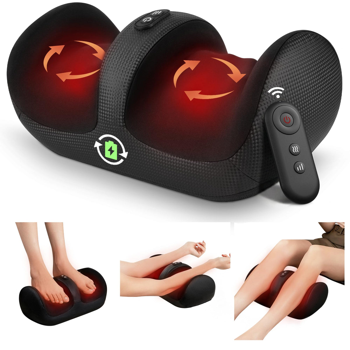 Cordless Shiatsu Foot and Calf Massager with Heat T1326