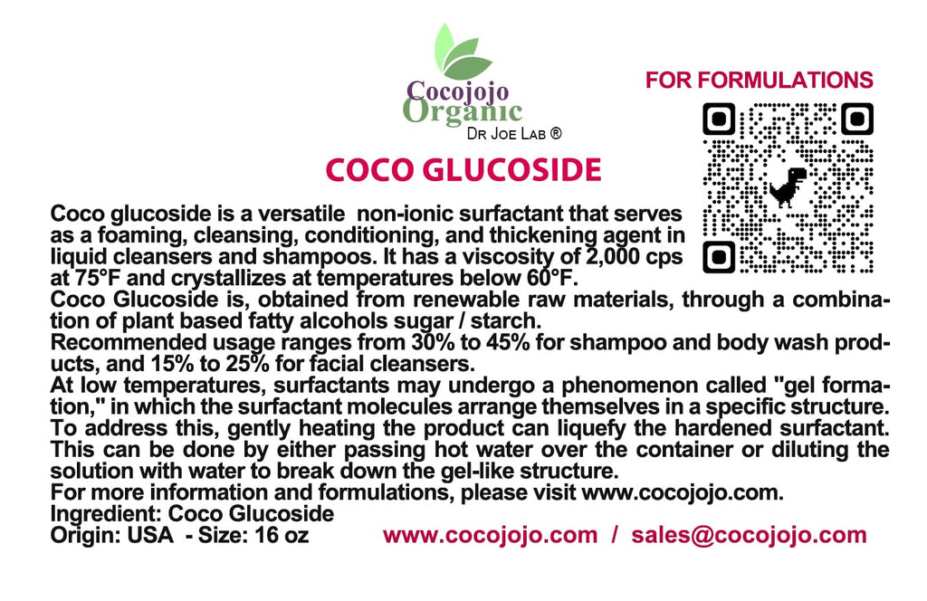 16 oz Plant Derived Coco Glucoside Surfactant G18814