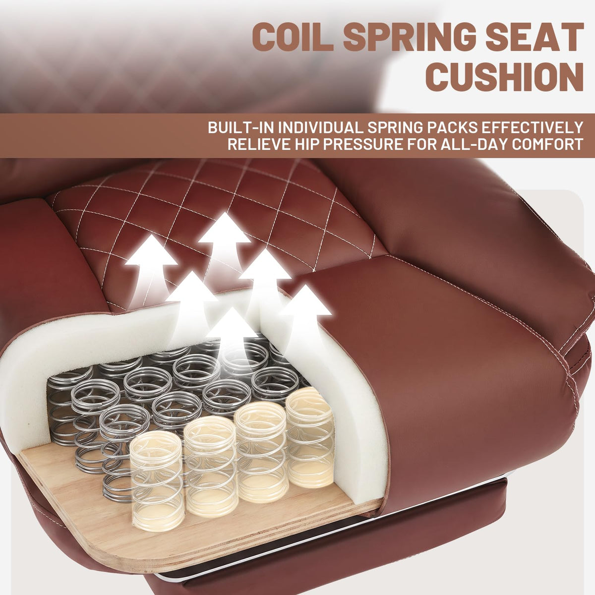 Big Tall Office Chair with Footrest Brown W1584