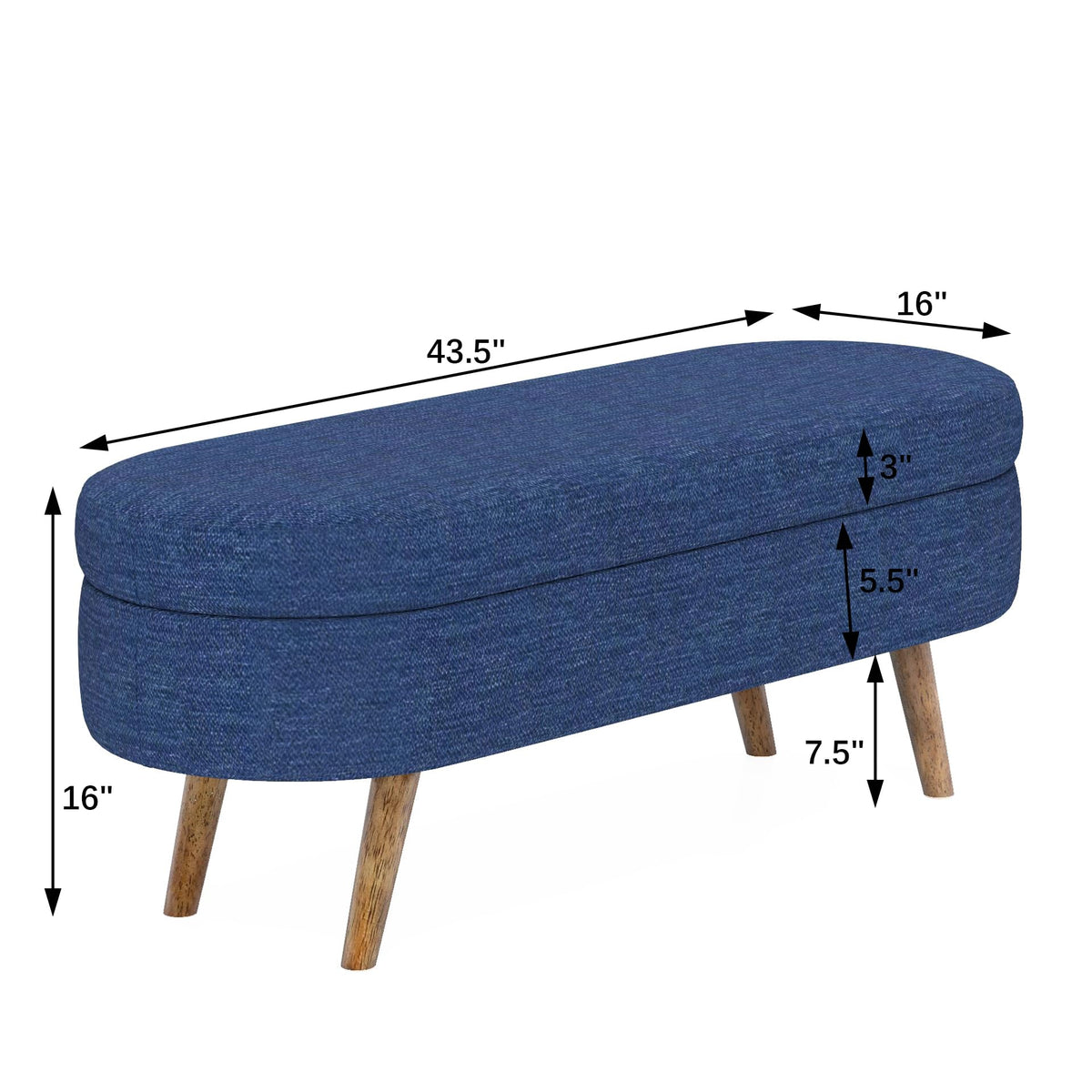 Oval Storage Bench with Rubber Wood Legs K46909
