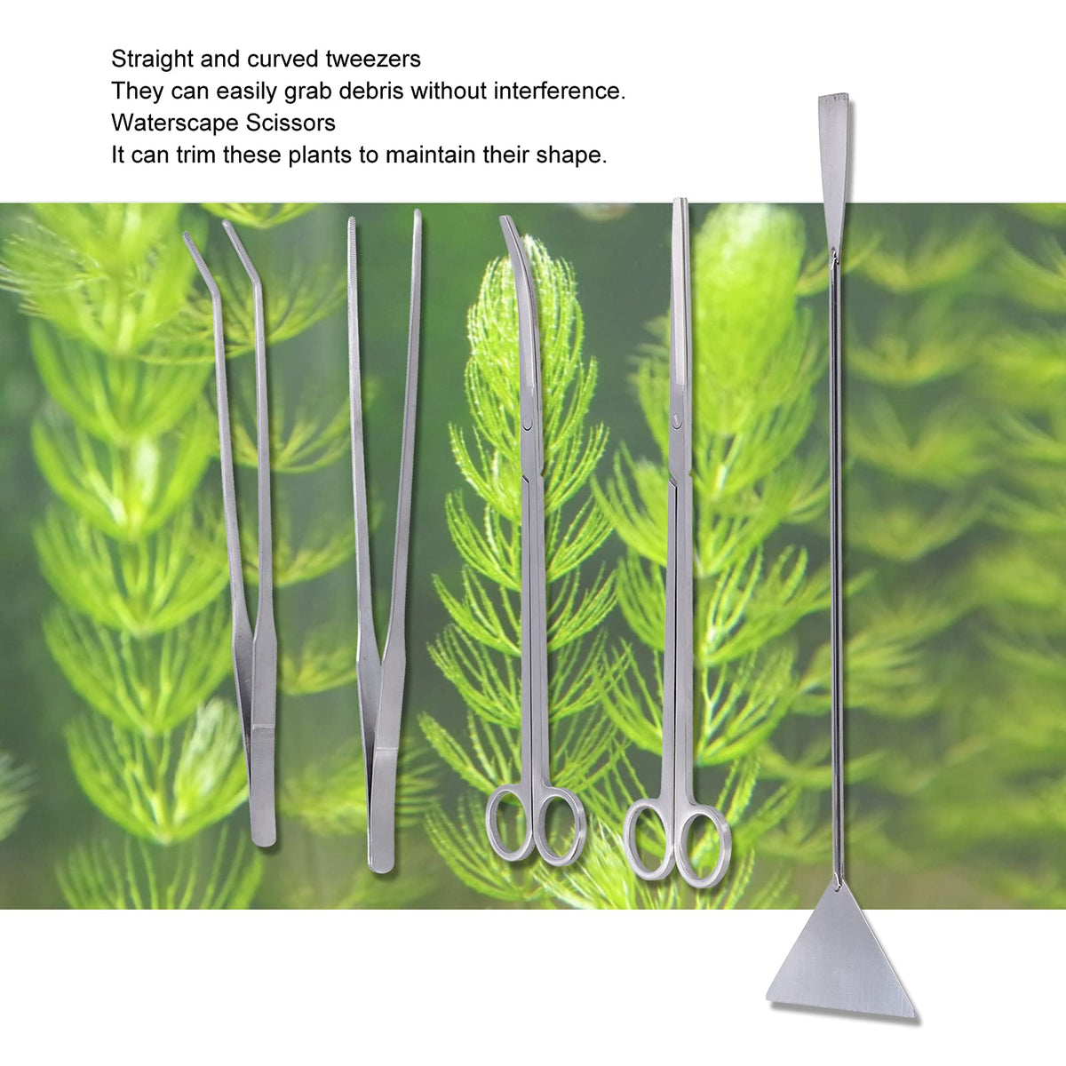 5 in 1 Stainless Steel Aquarium Cleaning Tool Kit M19324