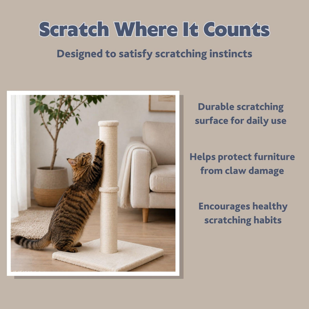 Beige Jute Cat Scratching Post H55172
