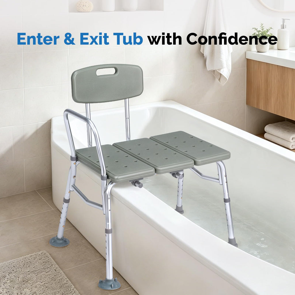 Height Adjustable Tub Transfer Bench Shower Chair with Backrest B556