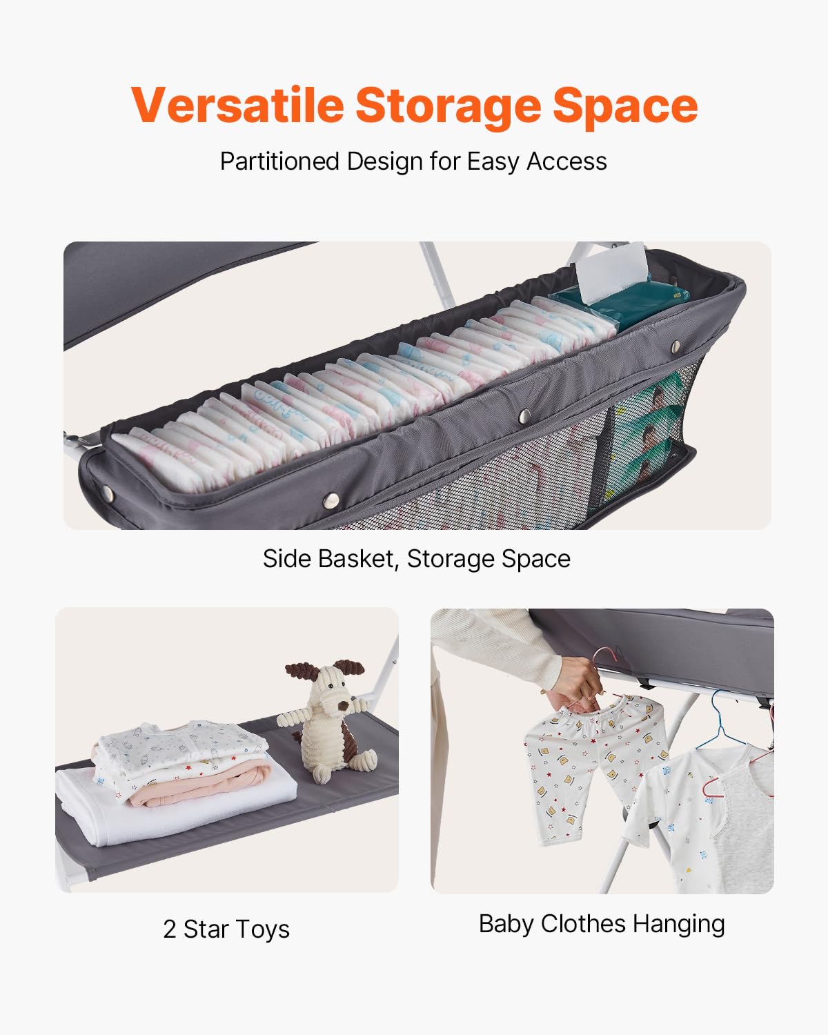 Foldable Baby Changing Table with Side Basket I89954