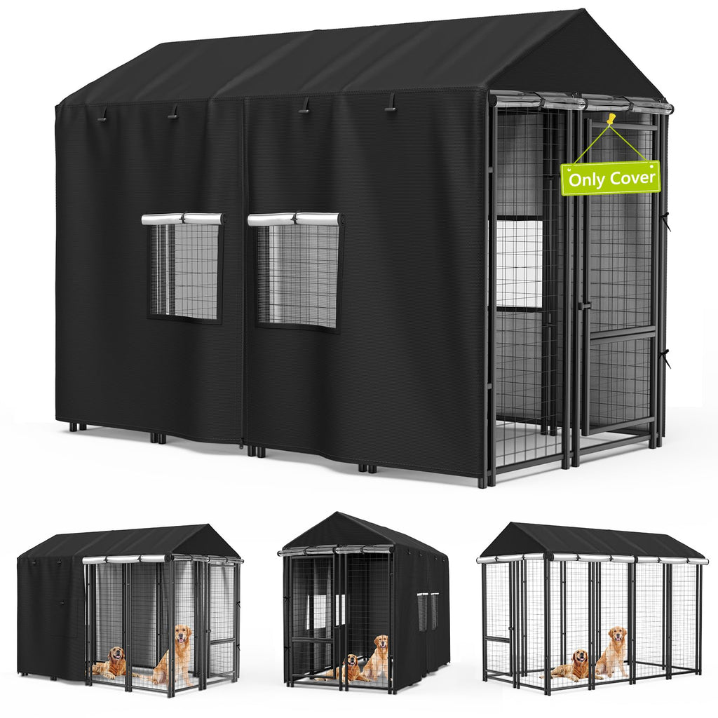 Black Full Coverage Dog Kennel Cover with PVC Window and Mesh Y980