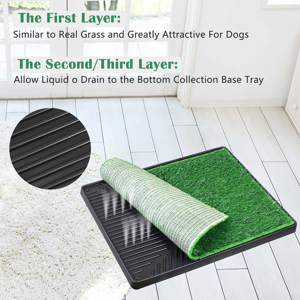 Large Dog Grass Pad with Tray and 2 Artificial Pee Grasses L5394