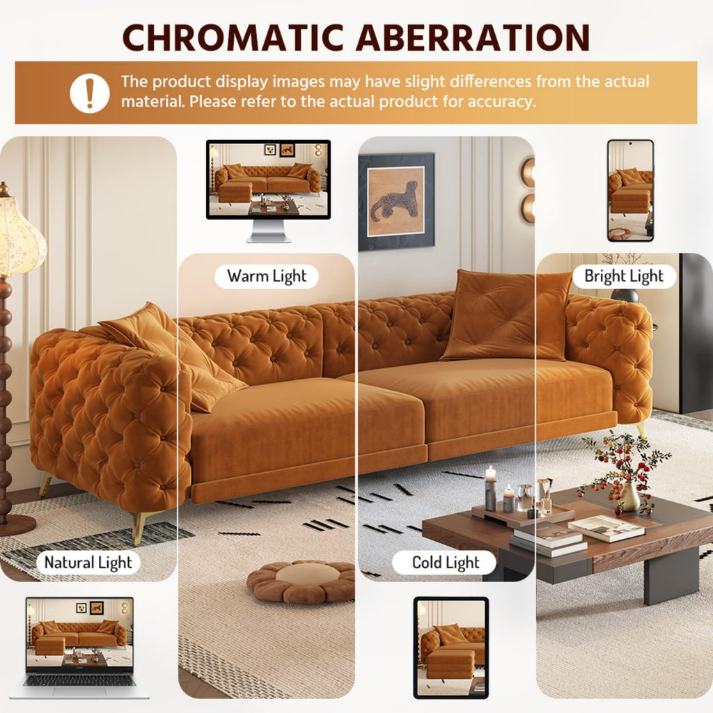Orange Convertible Pull Out Sofa Bed Velvet Sleeper Sofa E2061