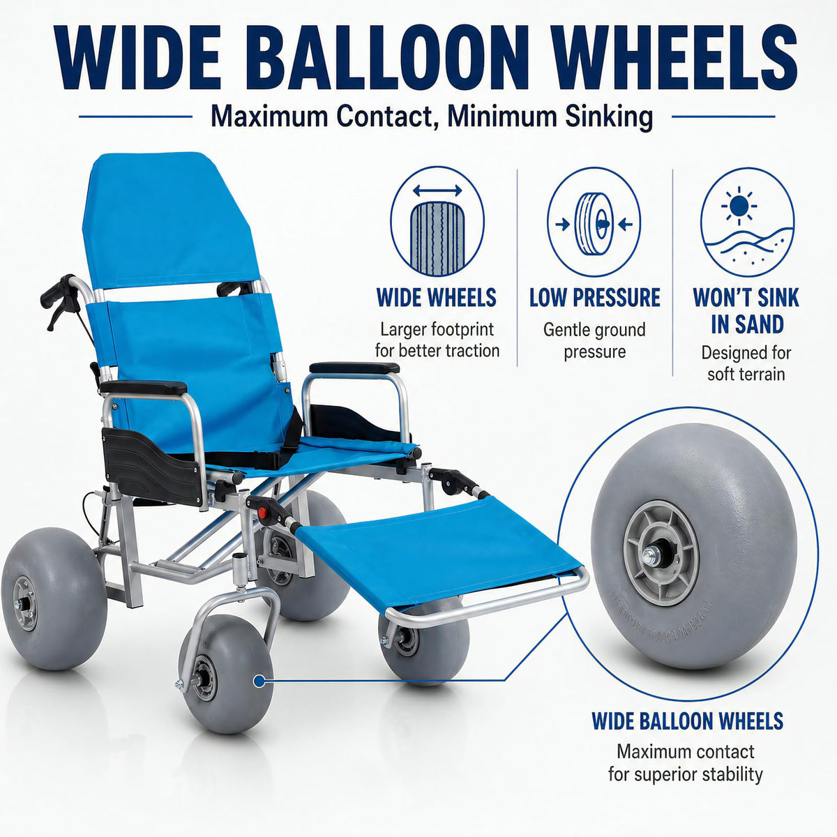 Beach Wheelchair with Balloon Tires I6736