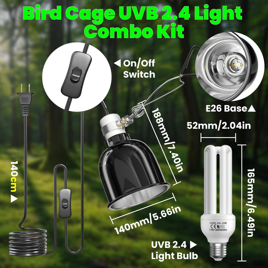 Deep Dome Lampshade with 2.4% UVB Bulb 20W G747816