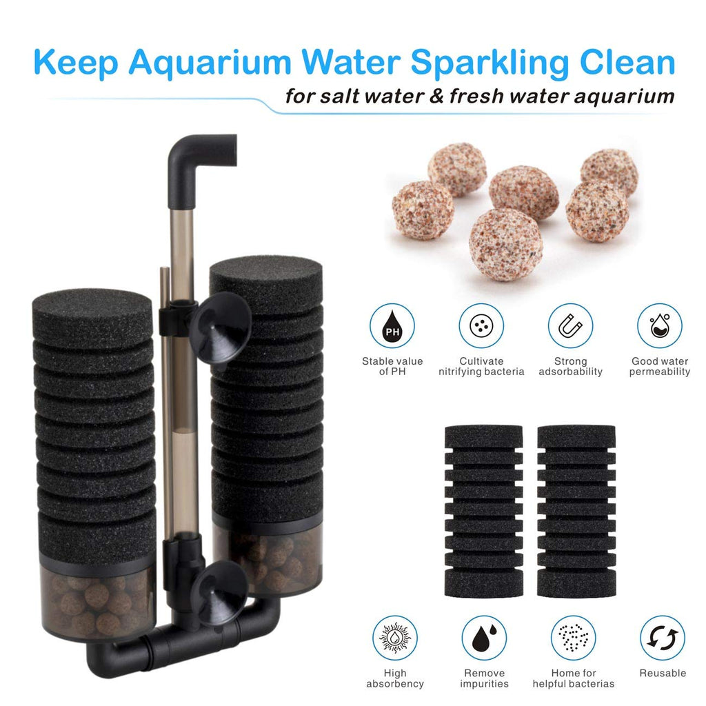 Aquarium Double Sponge Filter with Bio Ceramic Media Balls X57672