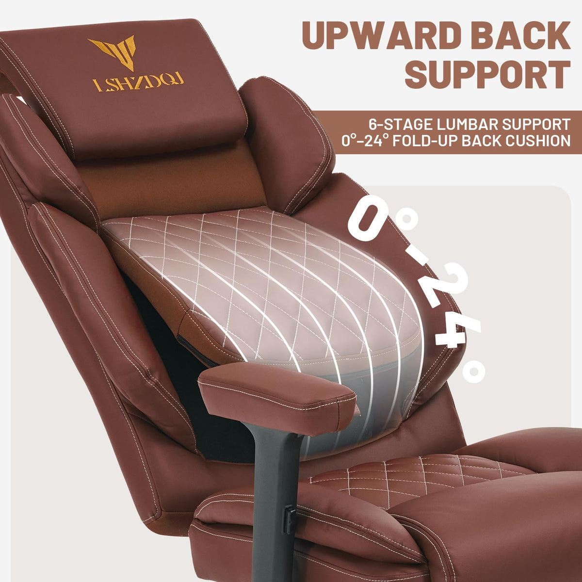 Big Tall Office Chair with Footrest Brown W1584