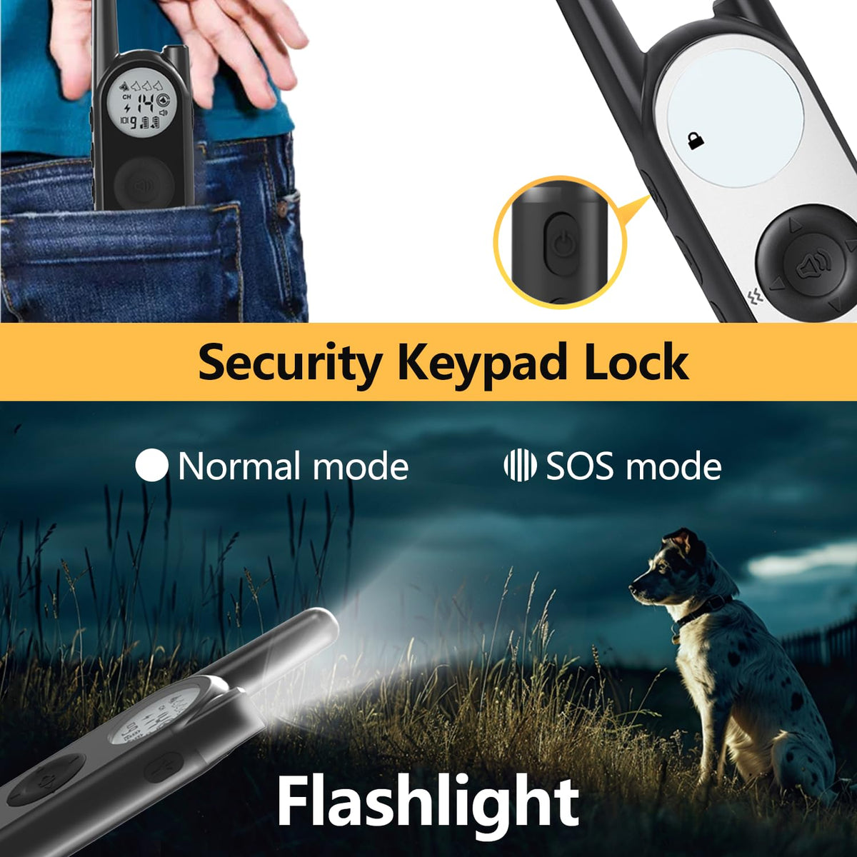 Wireless Dog Fence and Remote Training Collar, IPX7 Waterproof, 185 Days Rechargeable Battery C64739