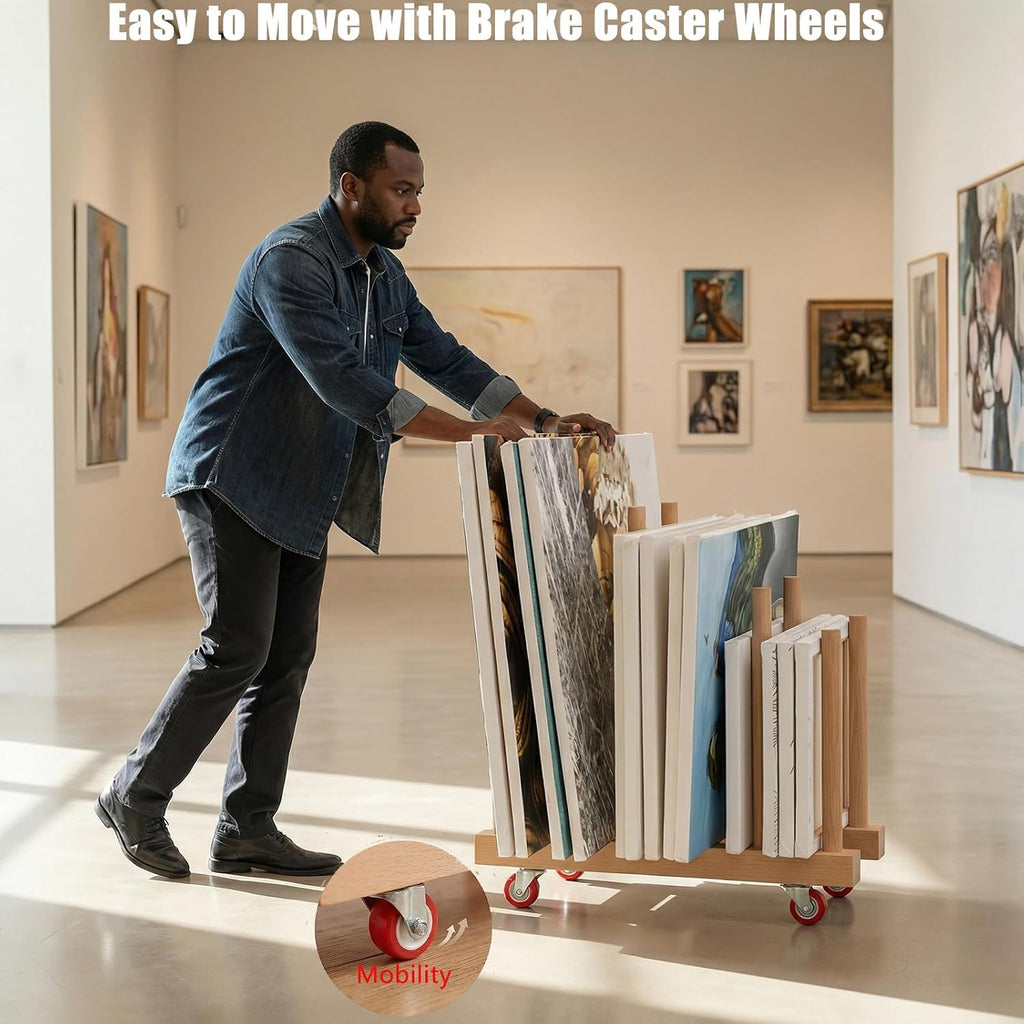 Artwork Storage Rack with Brake Caster Wheels 12in A481