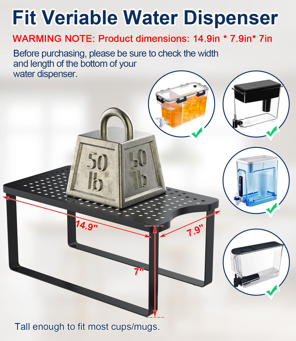Water Filter Dispenser Stand with Drip Tray Black I9343