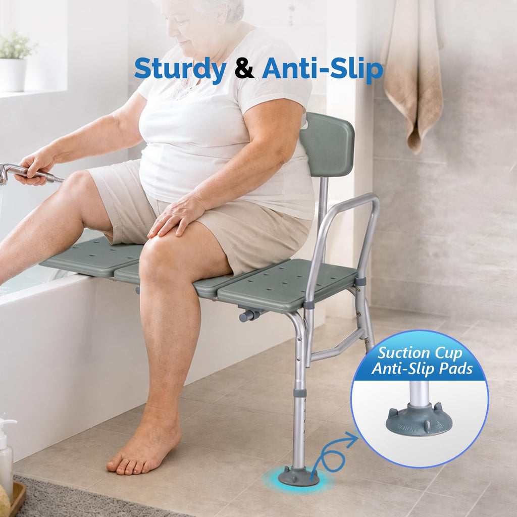 Height Adjustable Tub Transfer Bench Shower Chair with Backrest B556