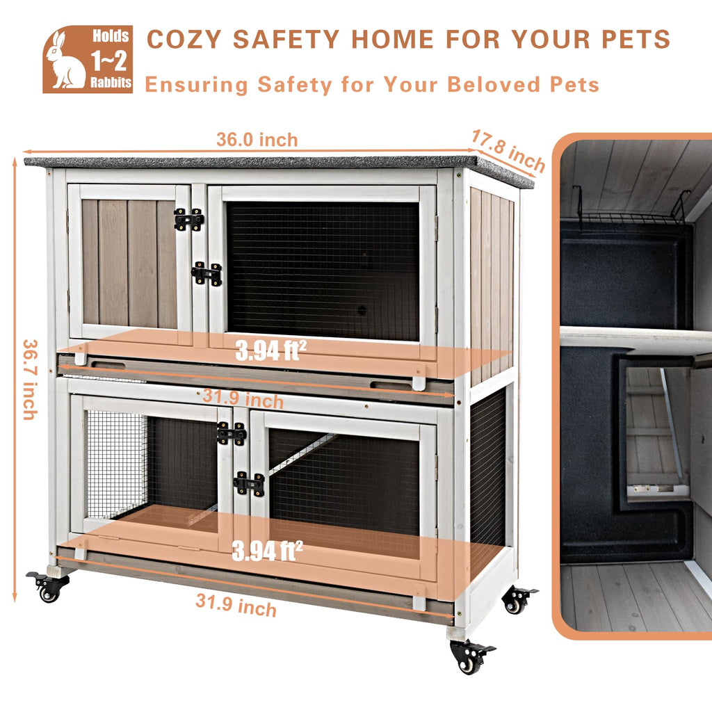 36" L 2-Story Rabbit Hutch on 4 Wheels L902146