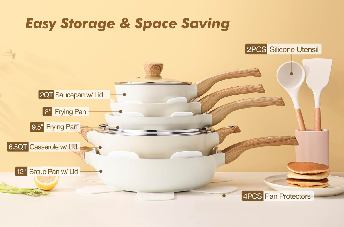 14 Piece Non Stick Ceramic Cookware Set E565