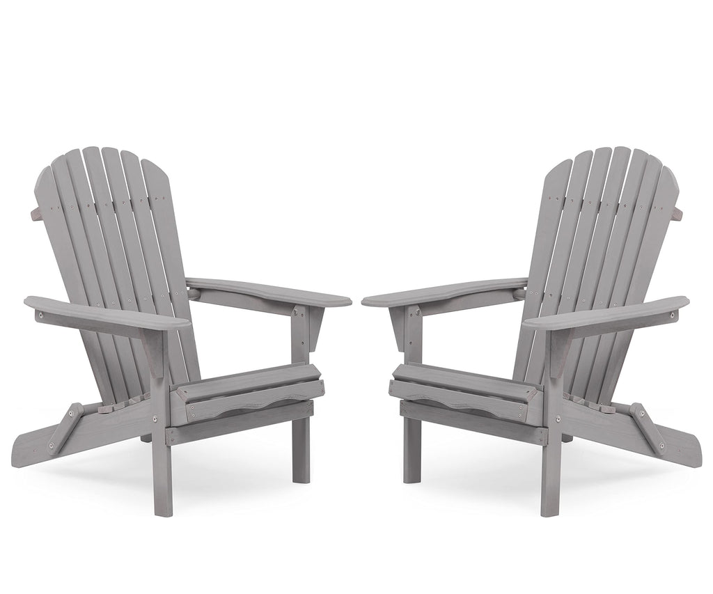 Folding Solid Wood Adirondack Chair Set of 2 Grey Z5410