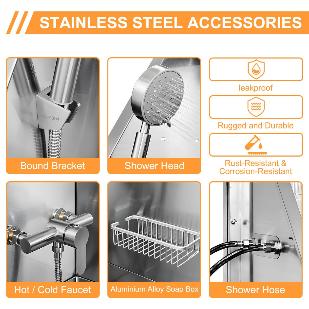 Stainless Steel Dog Grooming Tub with Stairs and Faucet H2685