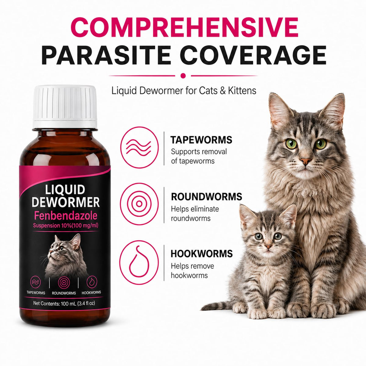 Liquid Dewormer for Cats 100 mg/mL Oral Suspension C466
