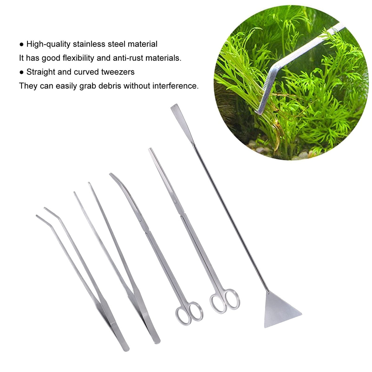 5 in 1 Stainless Steel Aquarium Cleaning Tool Kit M19324