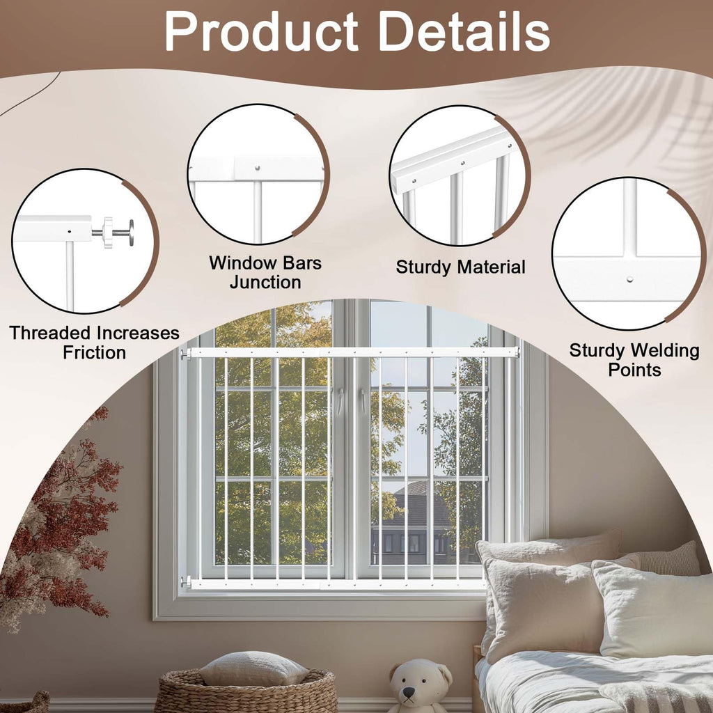 Adjustable White 4 Panel Window Guards O131