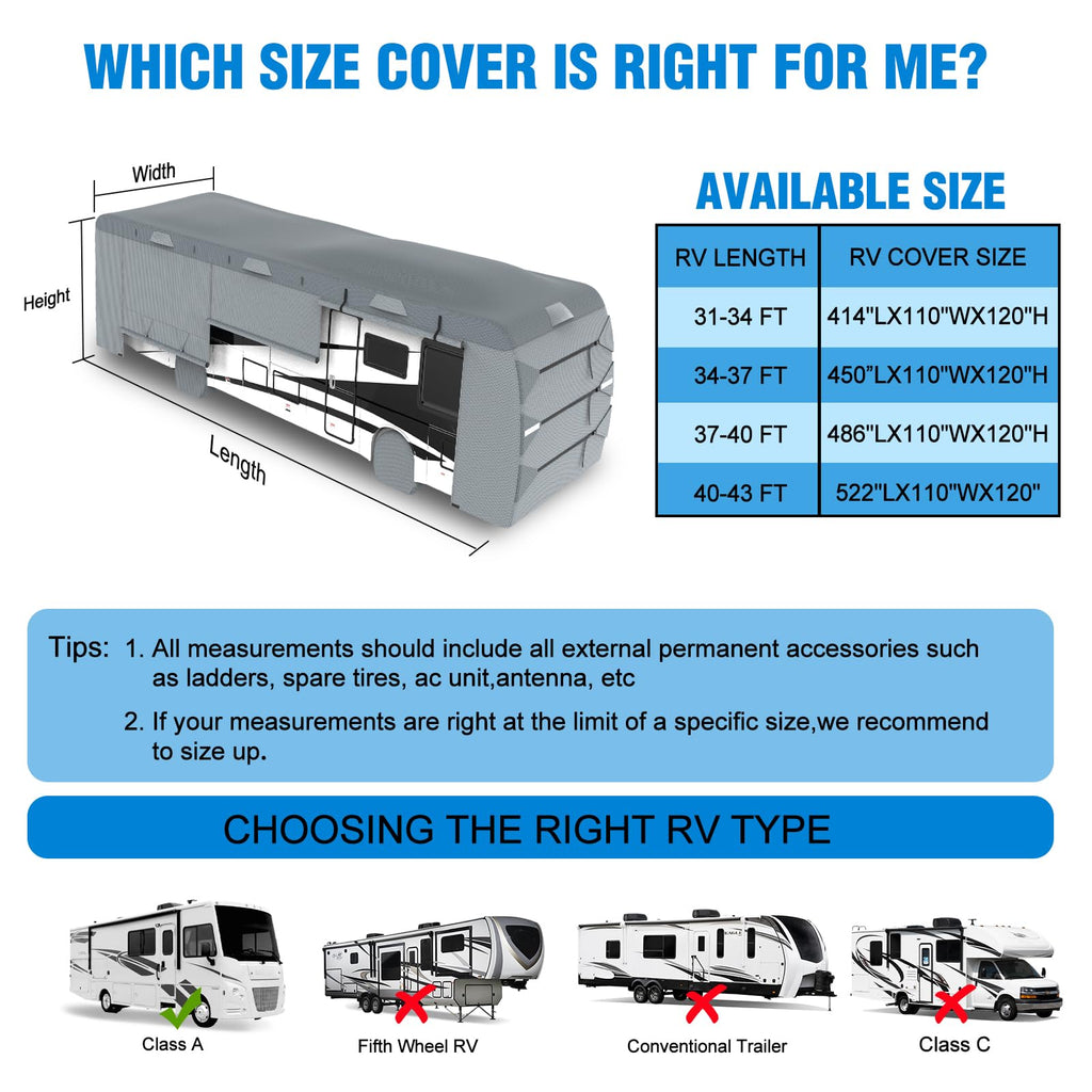 37'-40' Class A Motorhome RV Cover Q1417