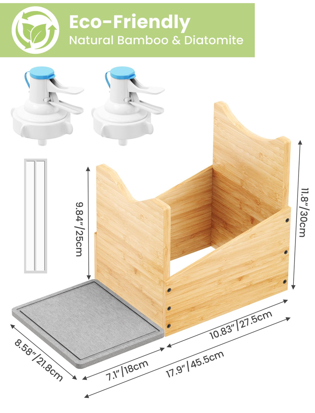 5 Gallon Wood Water Jug Stand with Diatomite K527282