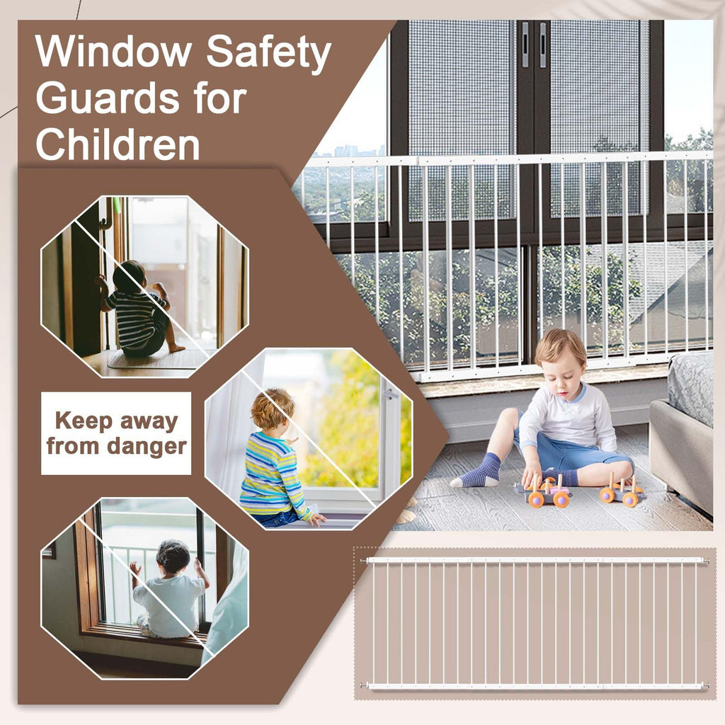 Adjustable White 4 Panel Window Guards O131