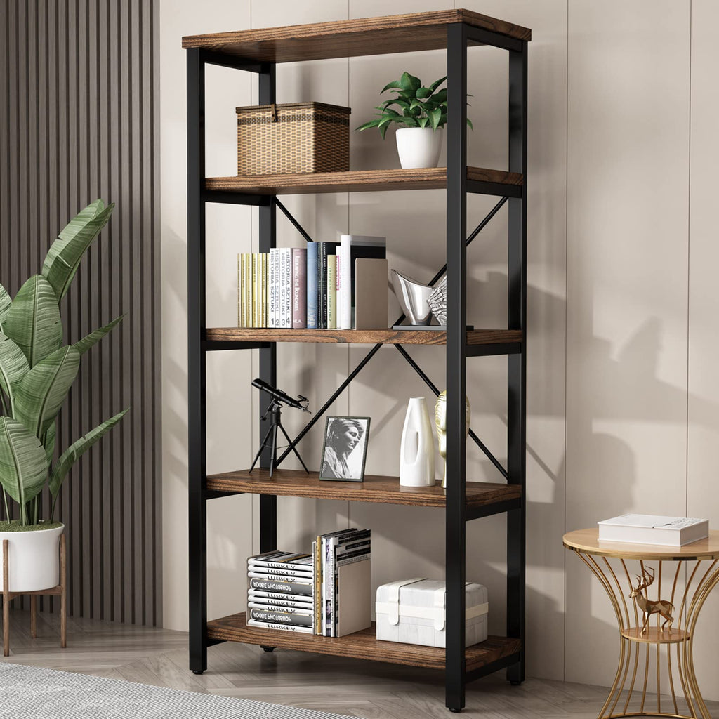 5-Tier Solid Wood Bookshelf Y97559