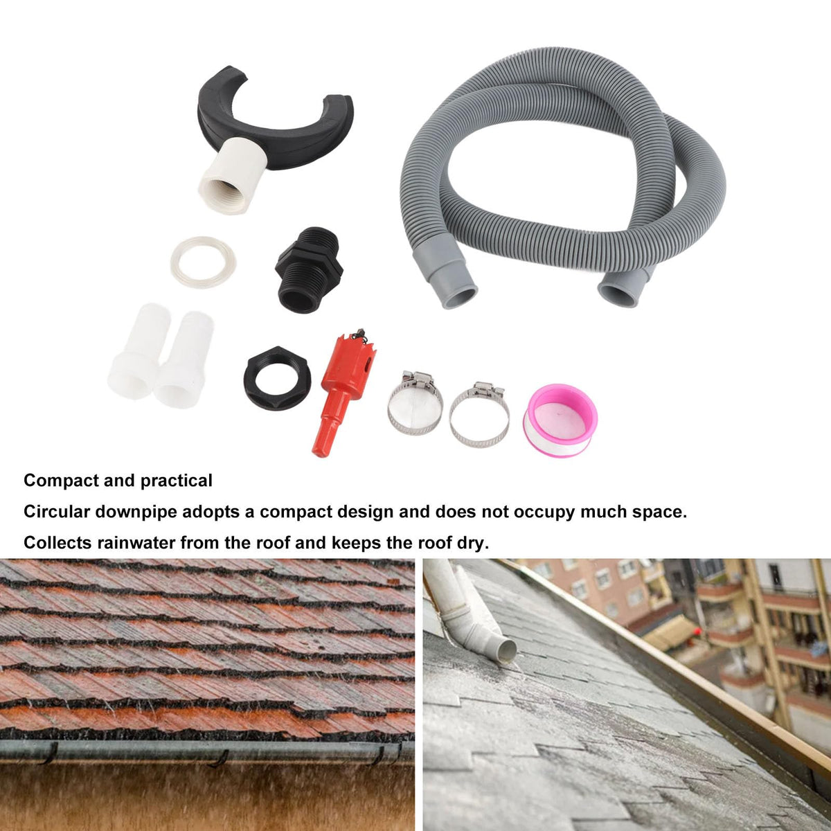 Round Downpipe Rainwater Collection System with 50cm Hose R924660