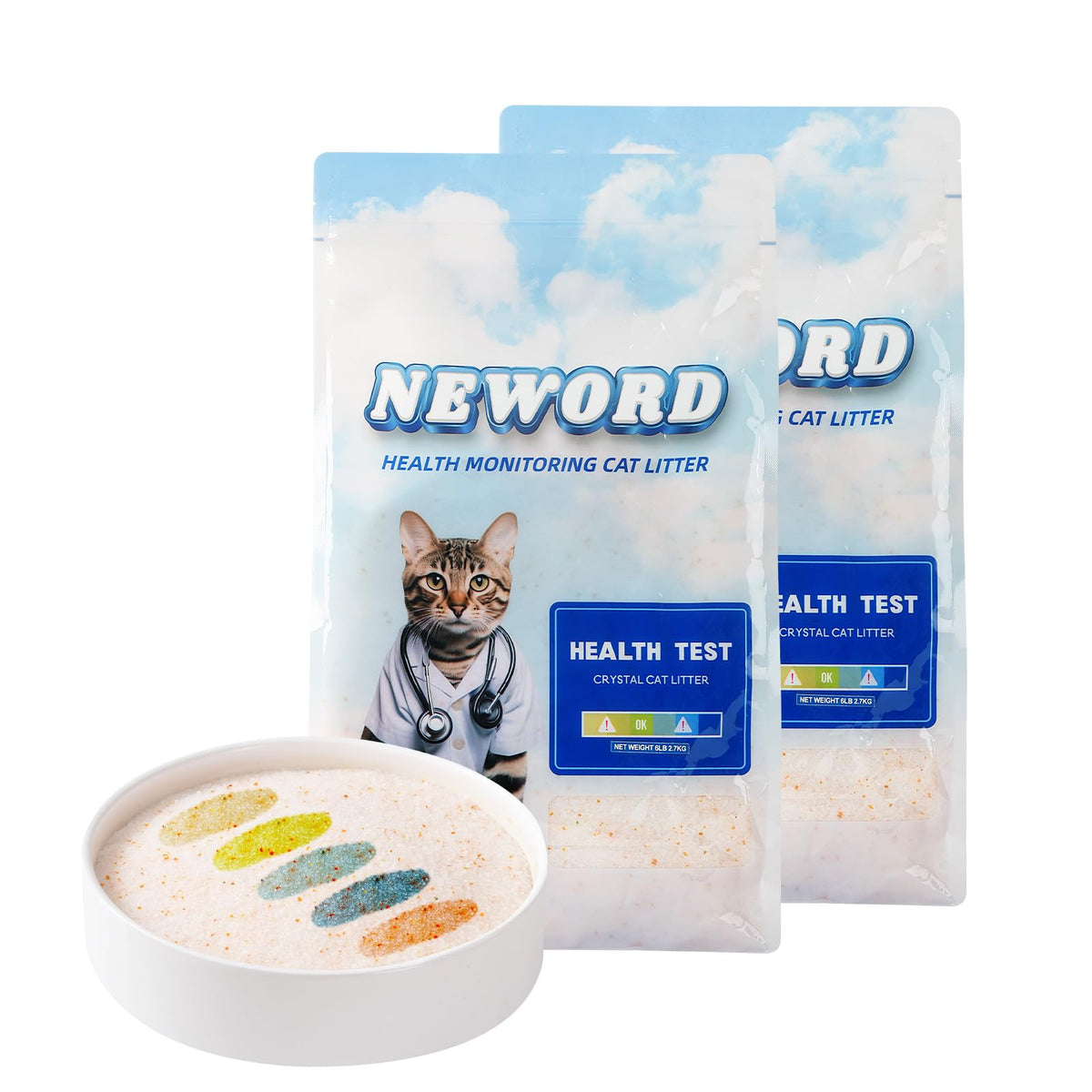Silica Gel Cat Litter with Color Changing Urine pH Indicator, 12LB (2 Packs) H198443