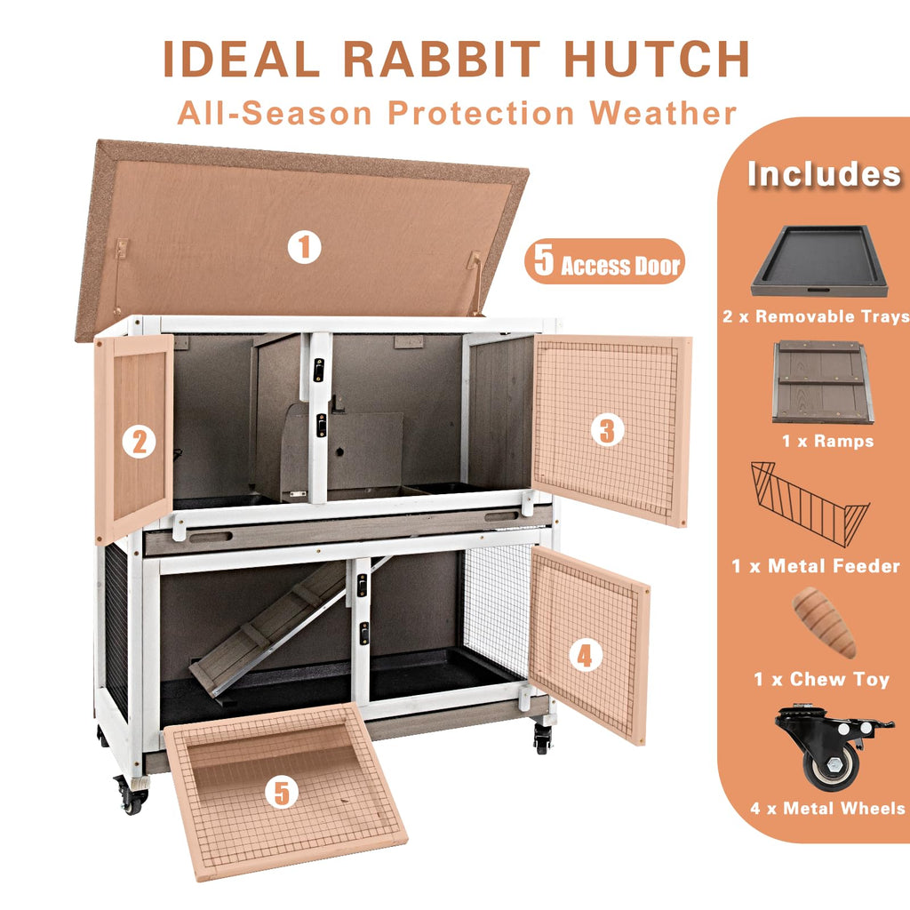 36" L 2-Story Rabbit Hutch on 4 Wheels L902146