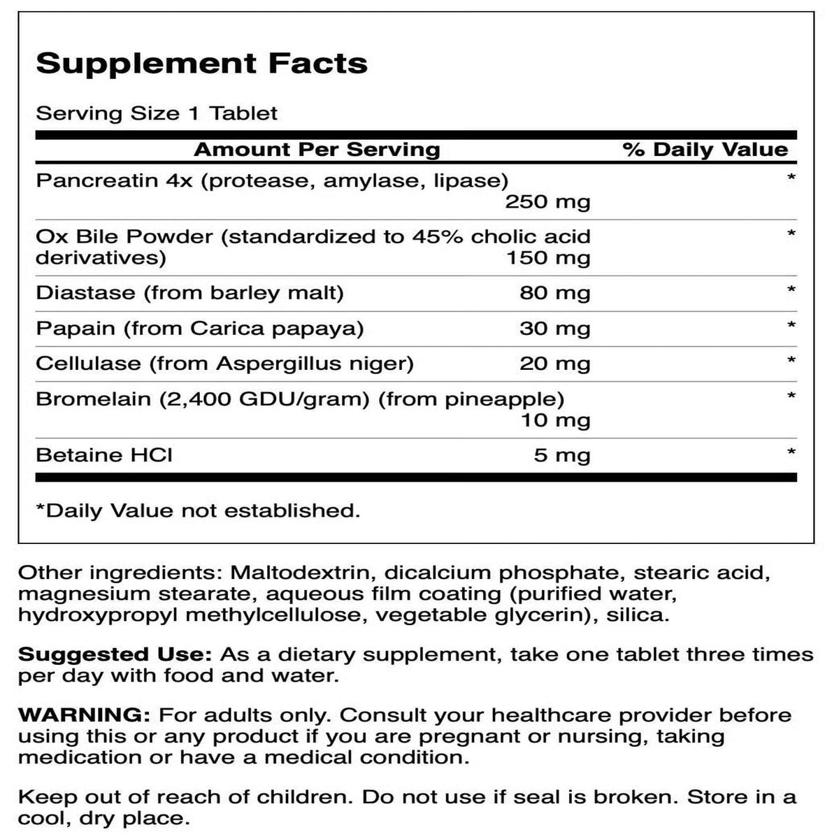 180 Tablets Digestive Enzymes X4797