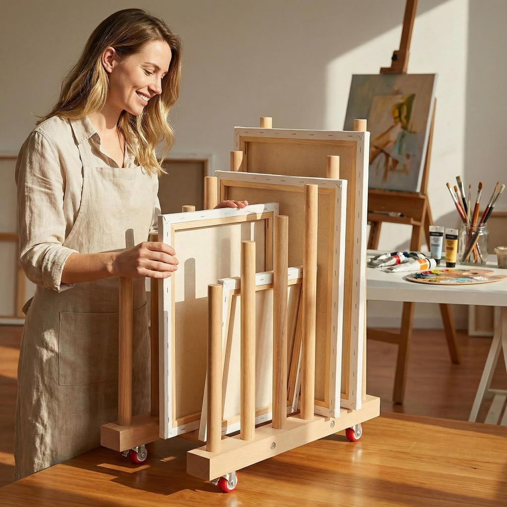 Artwork Storage Rack with Brake Caster Wheels 12in A481