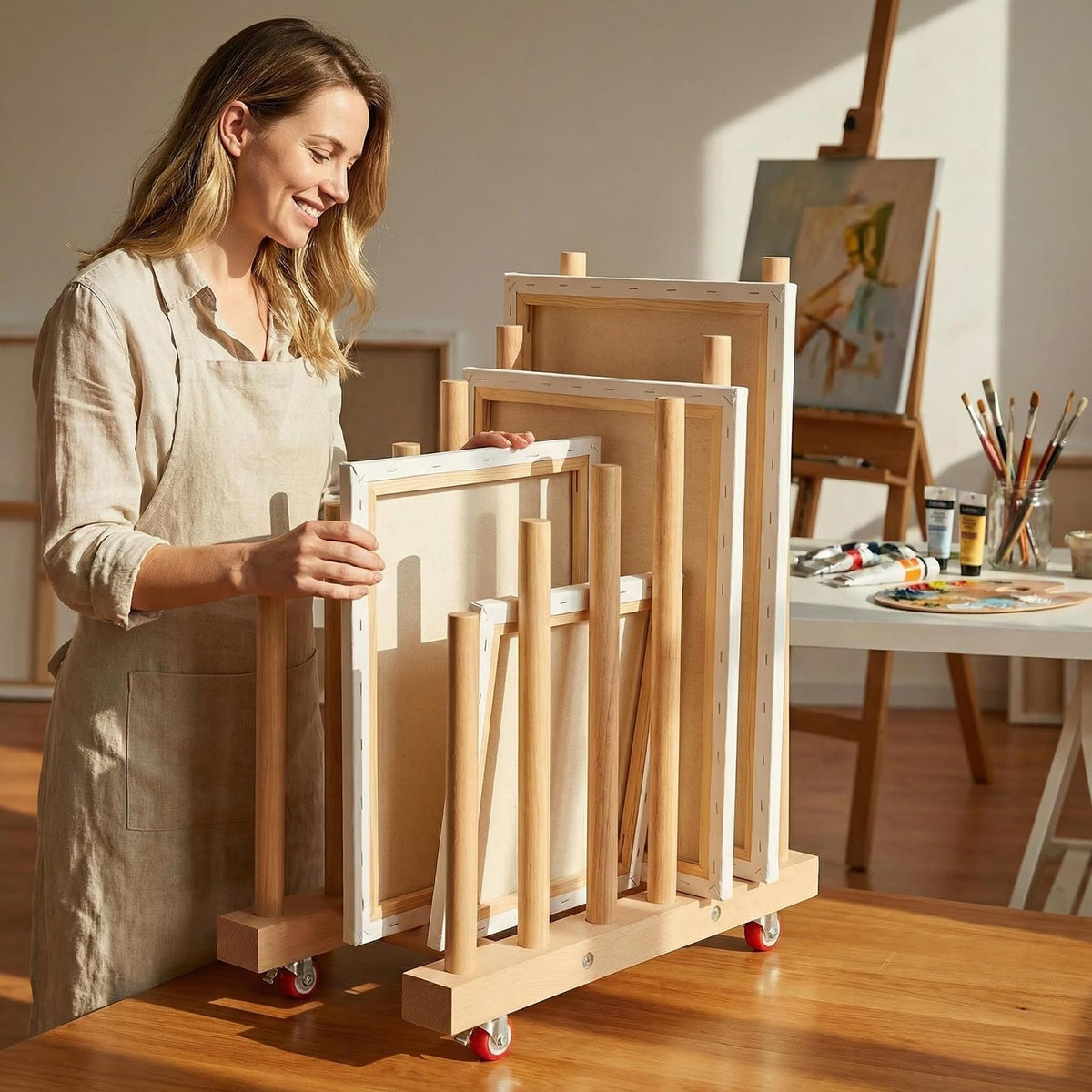 Artwork Storage Rack with Brake Caster Wheels 12in A481