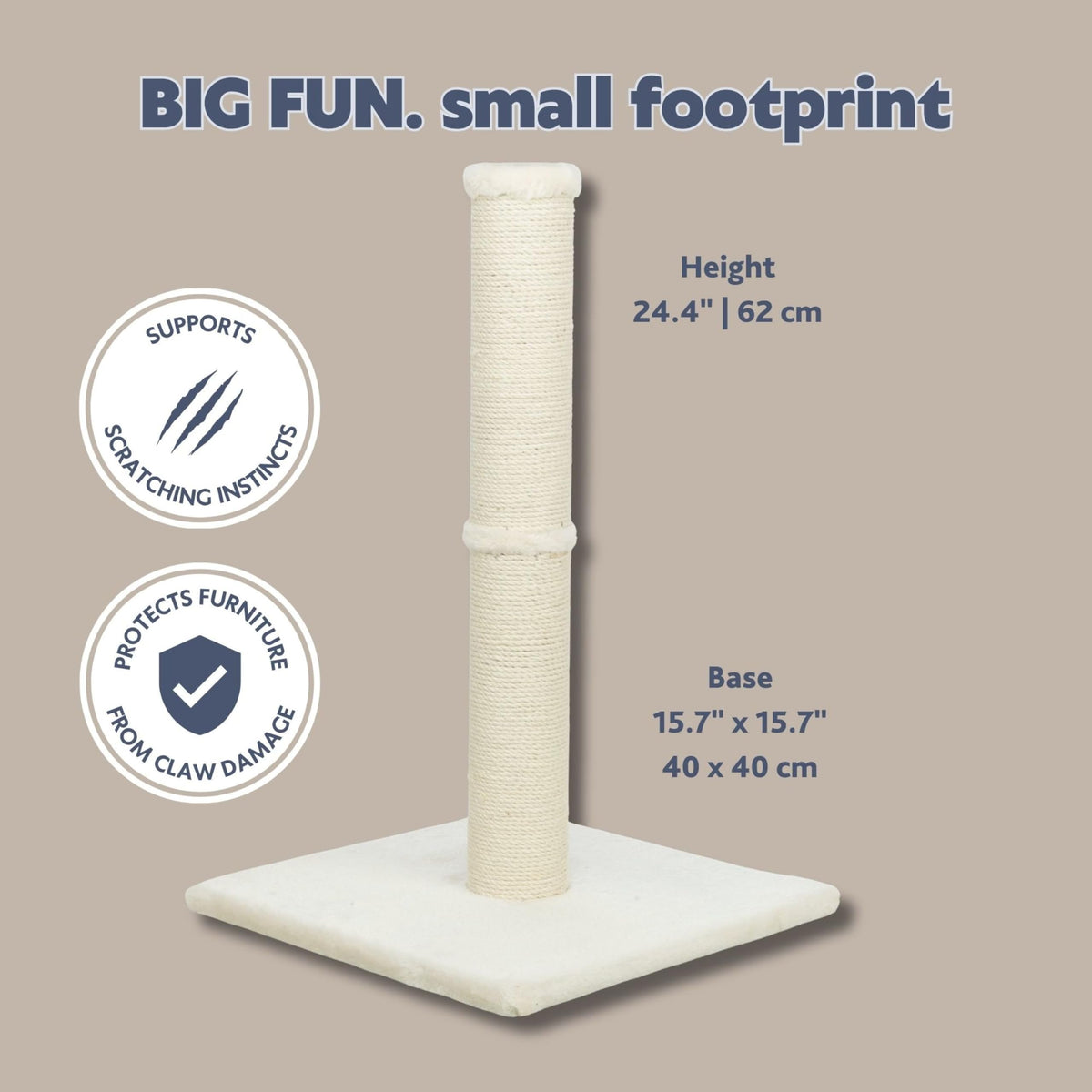 Beige Jute Cat Scratching Post H55172