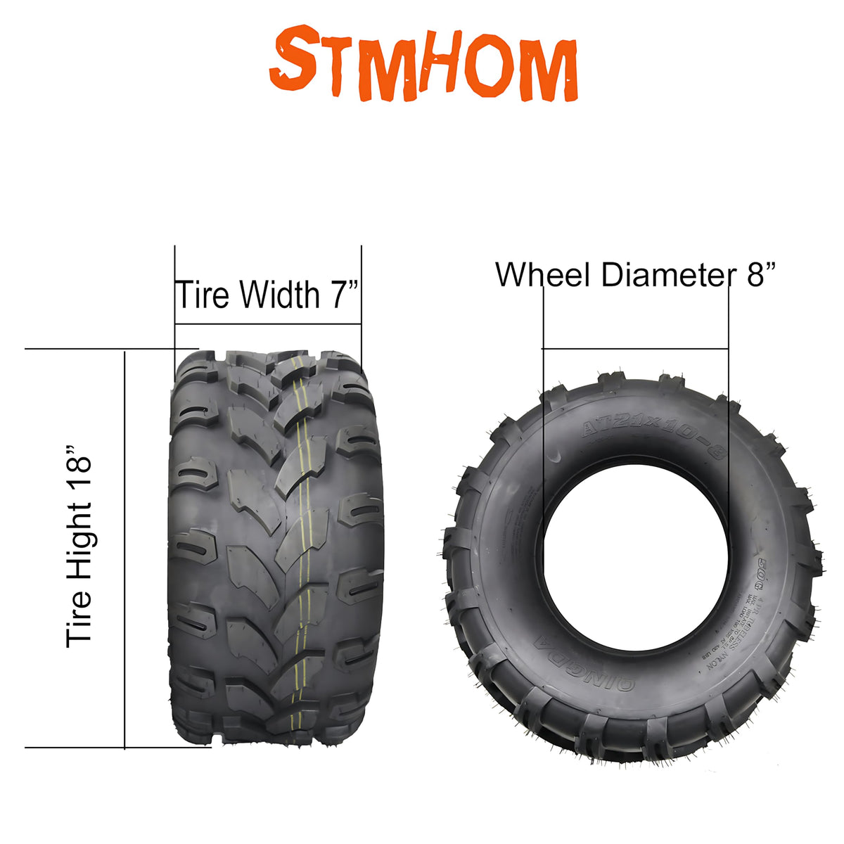 Set of 2 18X7X8 Tubeless ATV/UTV Tires 4 PR T152
