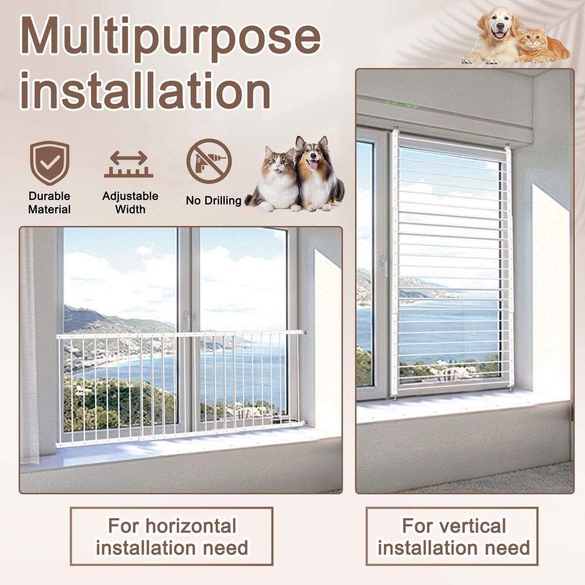Adjustable White 4 Panel Window Guards O131