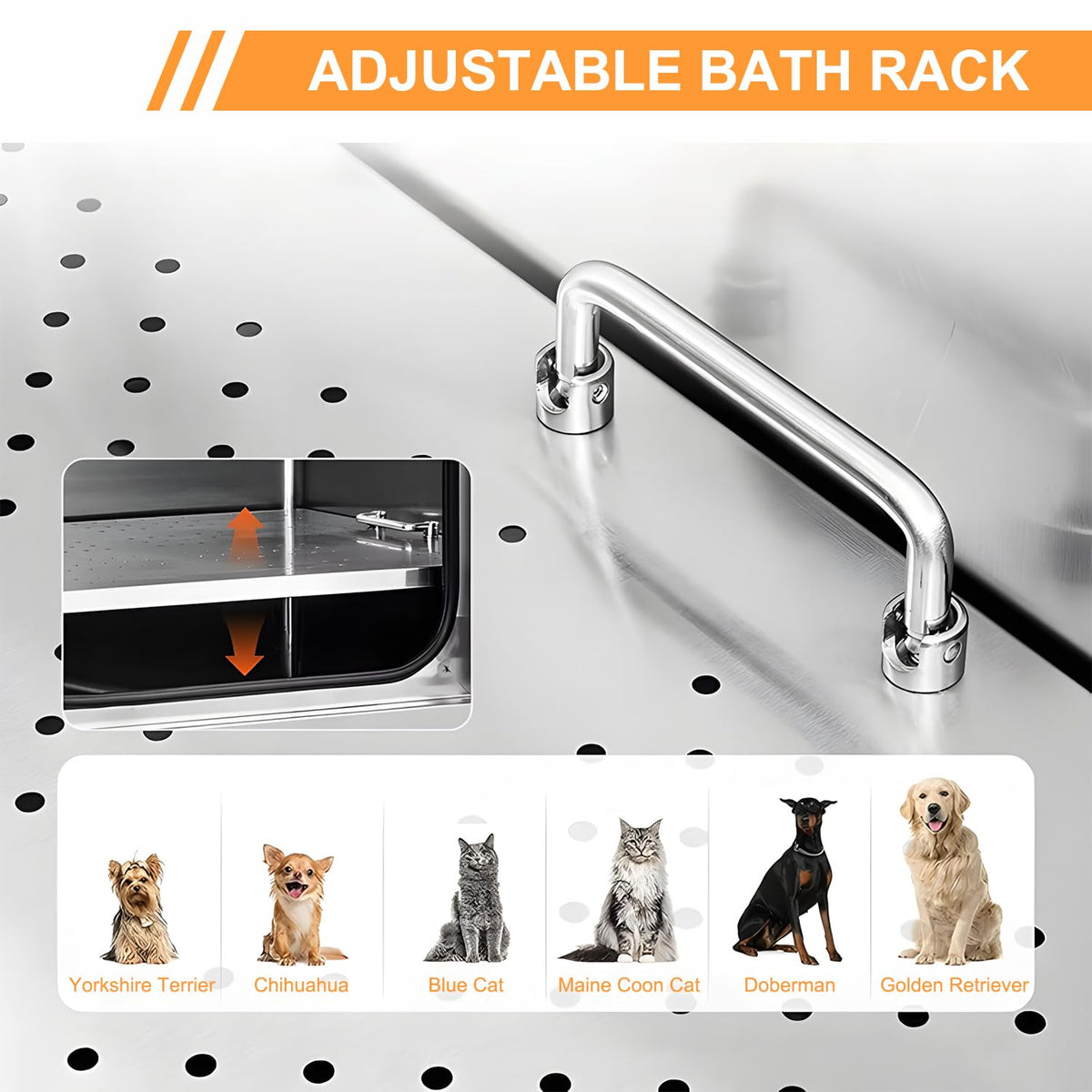 Stainless Steel Dog Grooming Tub with Stairs and Faucet H2685