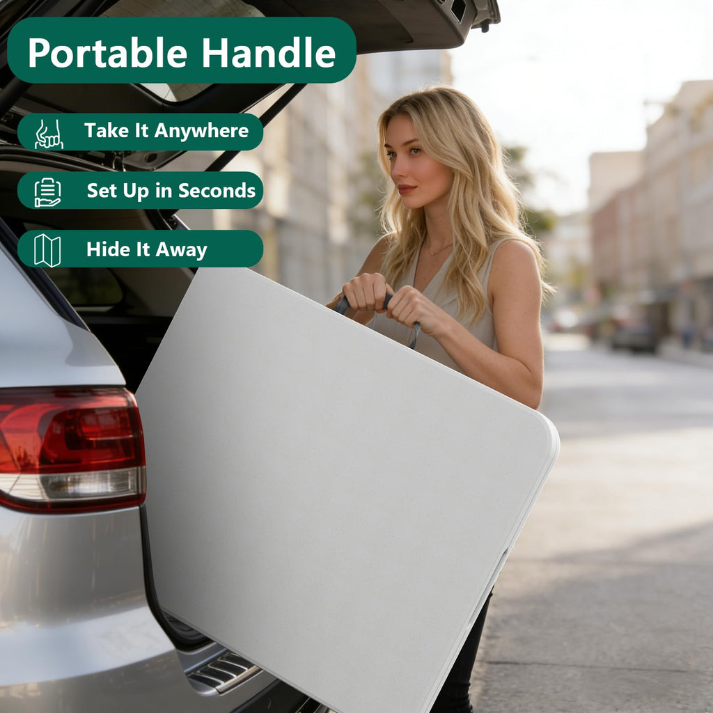 6FT Heavy Duty Plastic Folding Table with Steel Legs White T24261