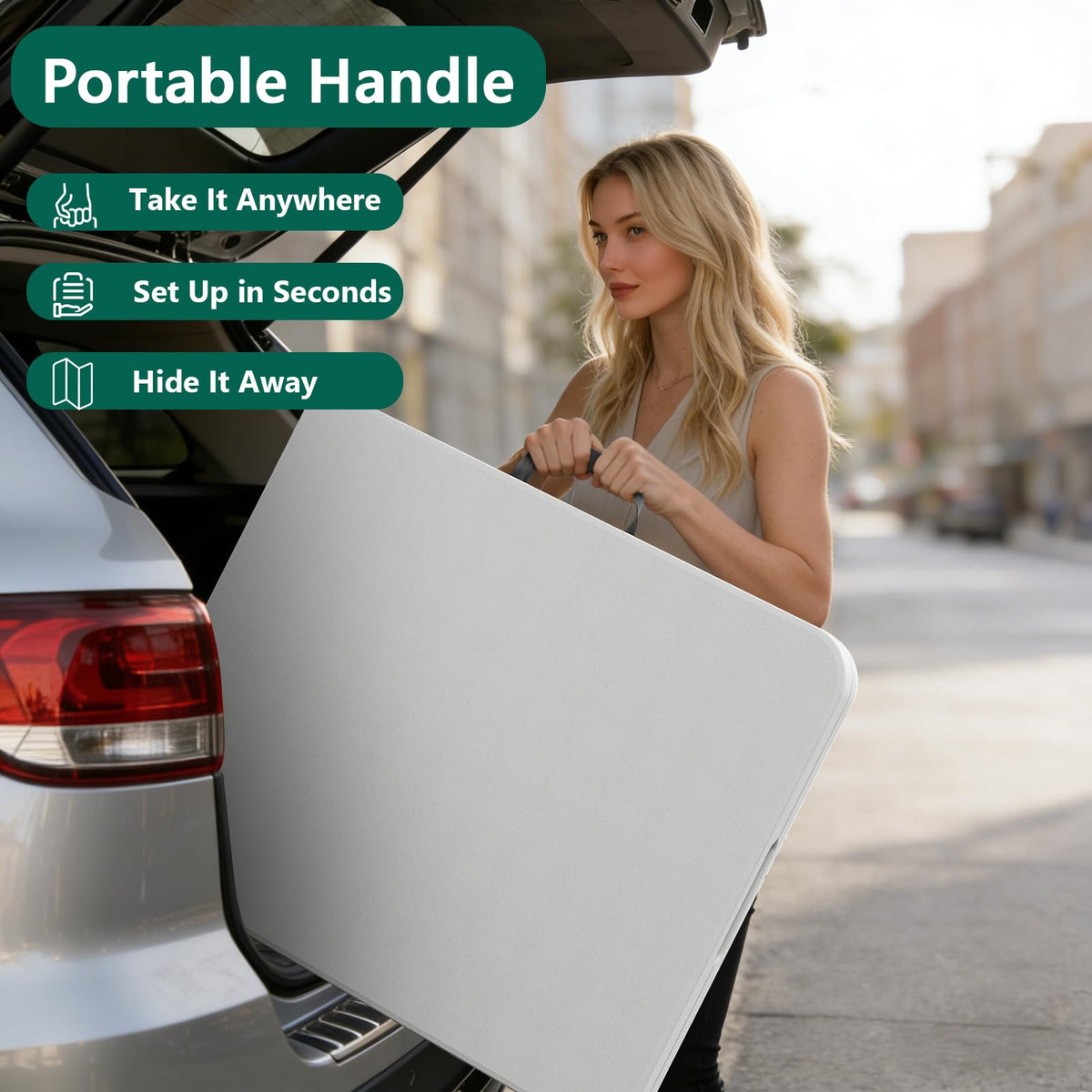 6FT Heavy Duty Plastic Folding Table with Steel Legs White T24261