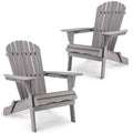 Folding Solid Wood Adirondack Chair Set of 2 Grey Z5410