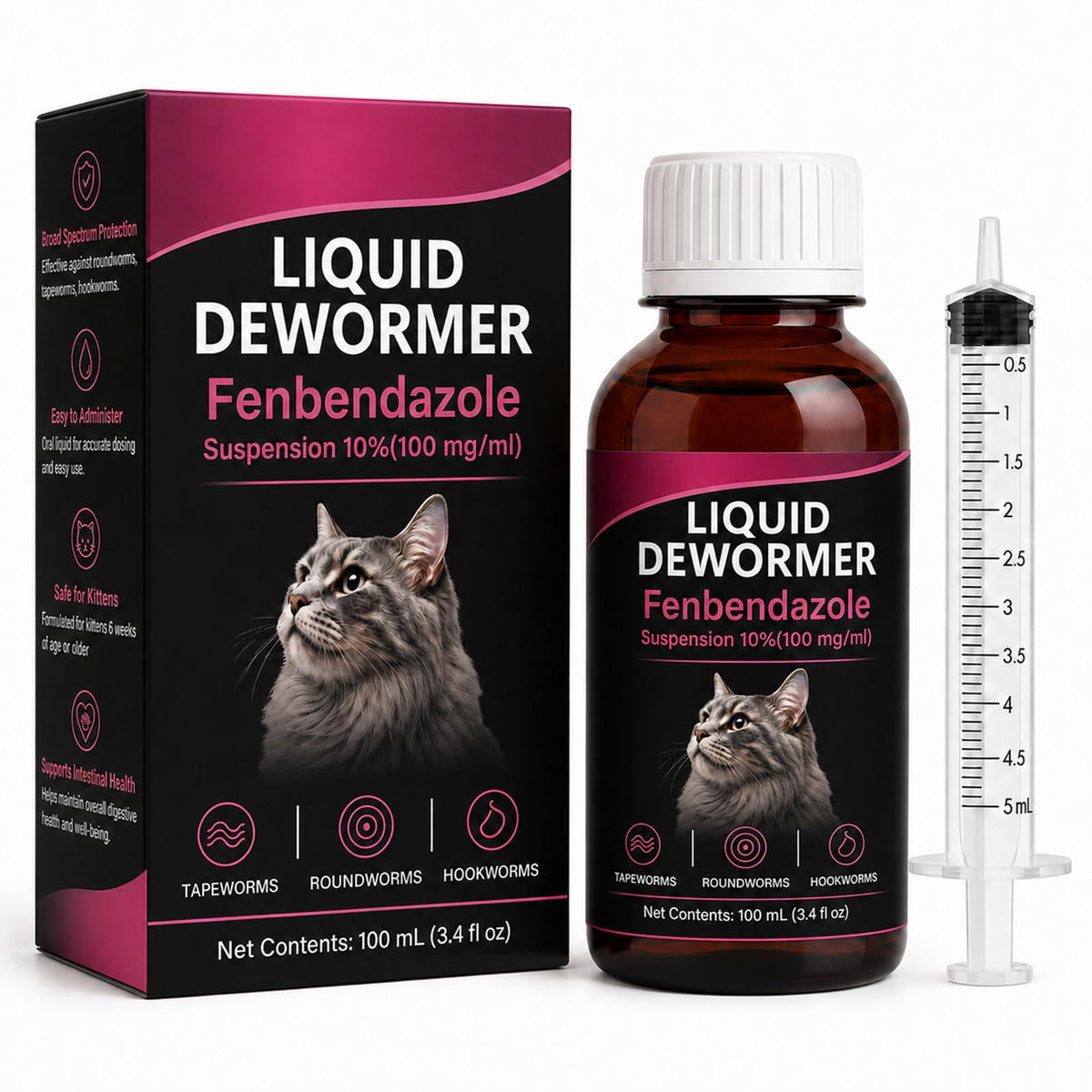 Liquid Dewormer for Cats 100 mg/mL Oral Suspension C466