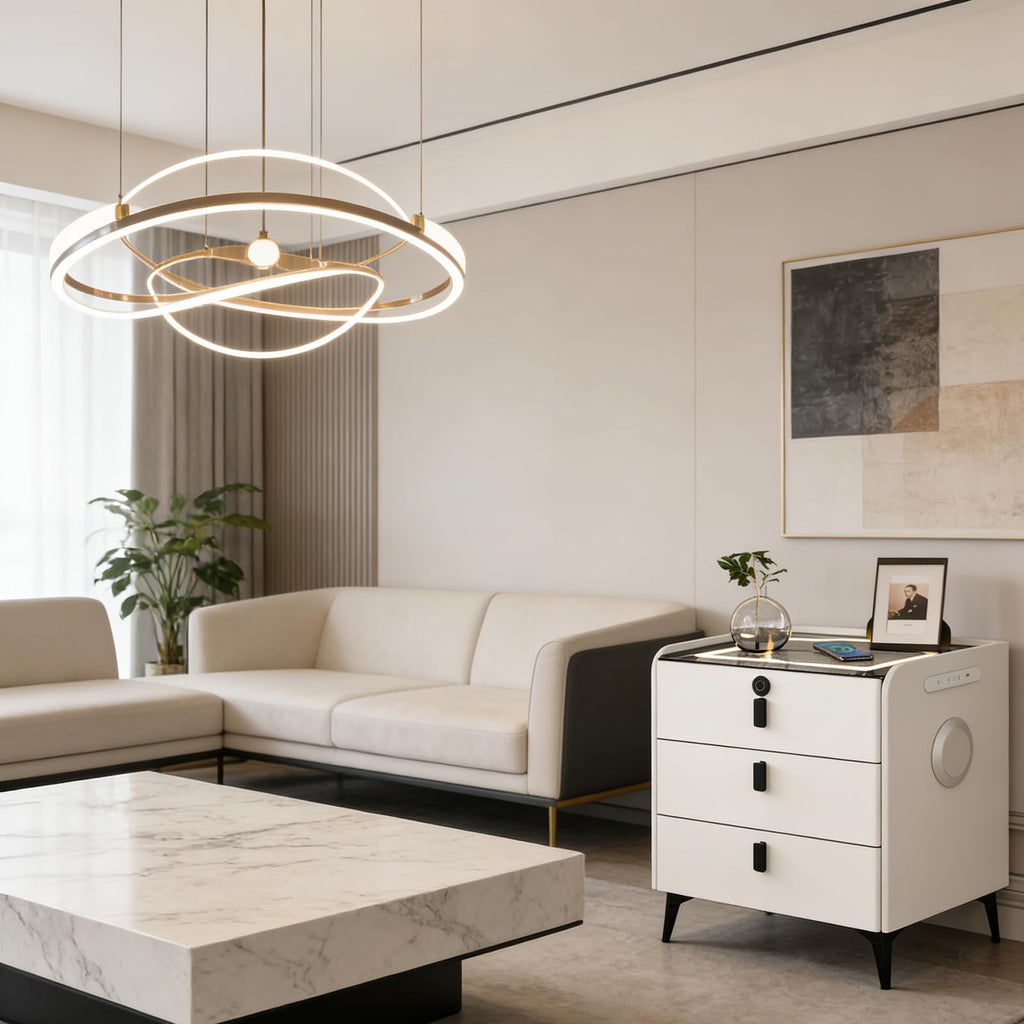Wireless Charging Nightstand with Fingerprint Lock H2747