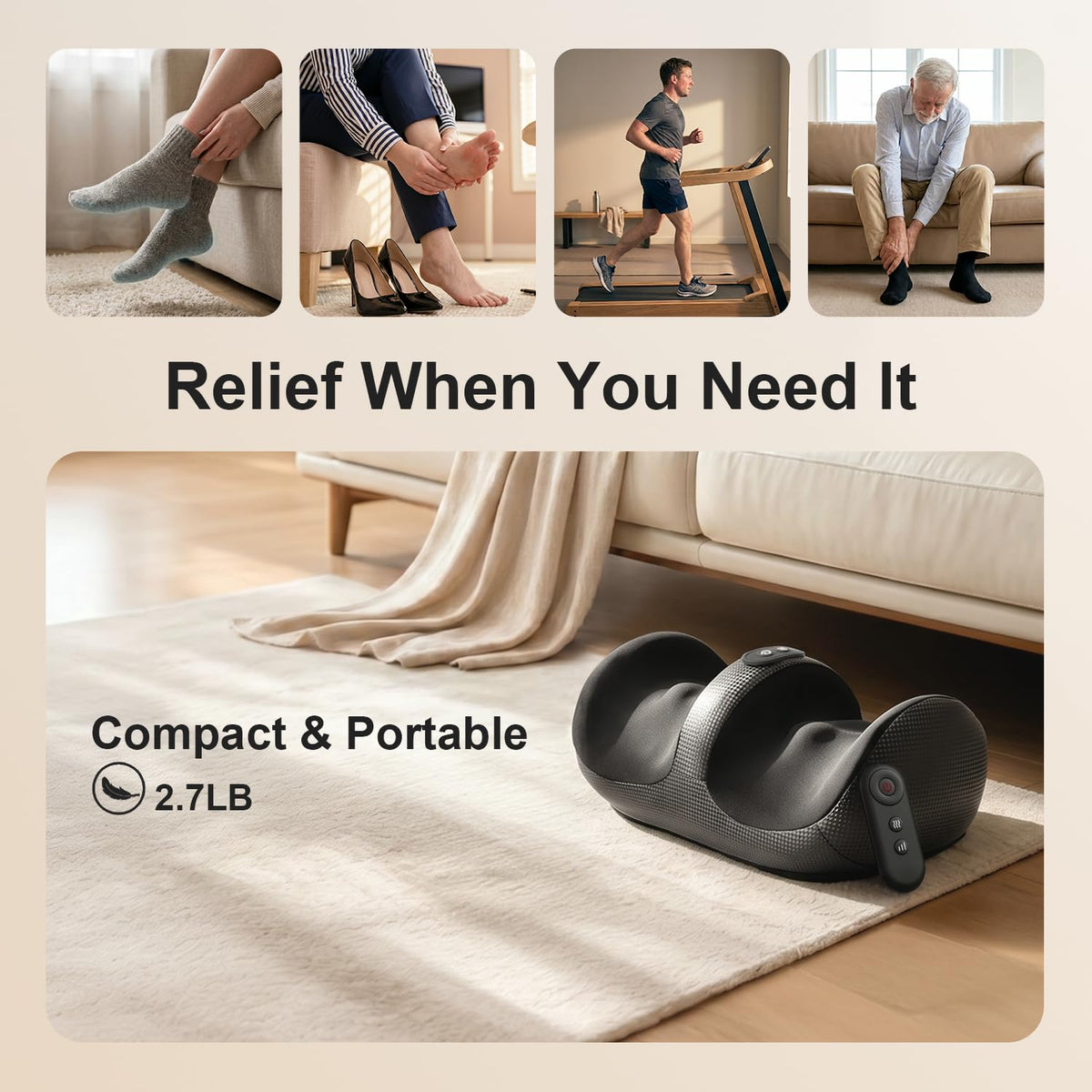 Cordless Shiatsu Foot and Calf Massager with Heat T1326