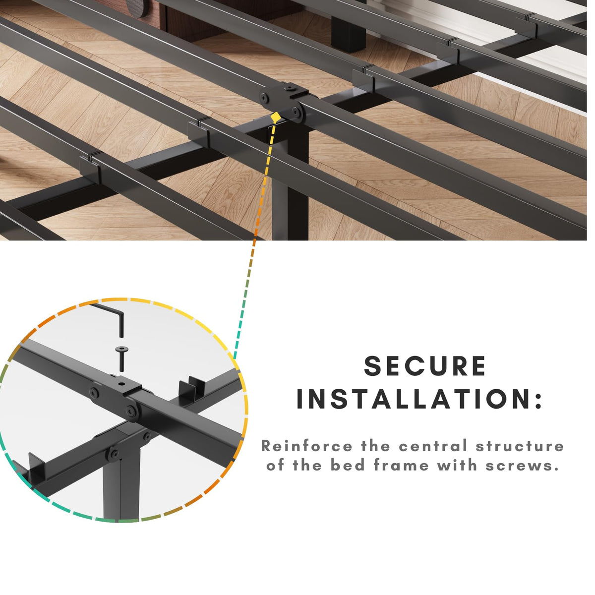 14 Inch Metal Queen Bed Frame with Storage, Black E62257