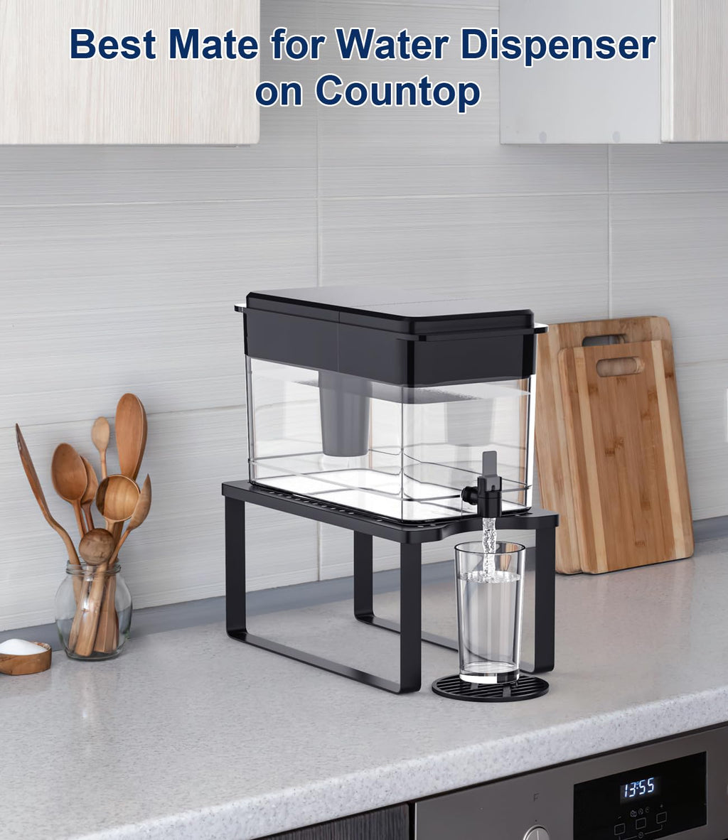 Water Filter Dispenser Stand with Drip Tray Black I9343