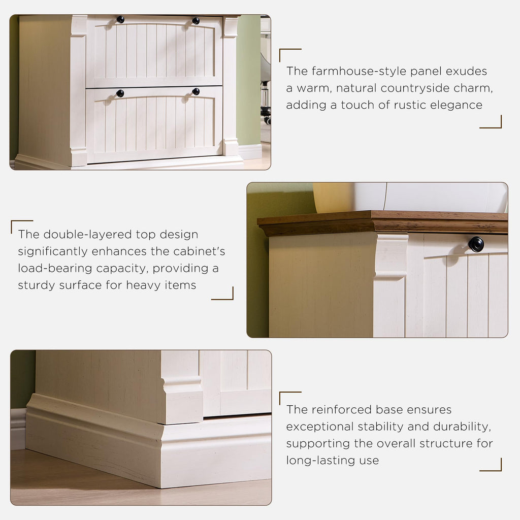 Antique White 2 Drawer File Cabinet R985